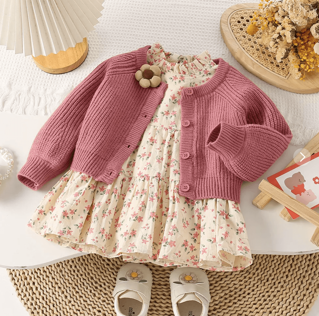 Baby emotional regulation nursery with organic cotton floral dress