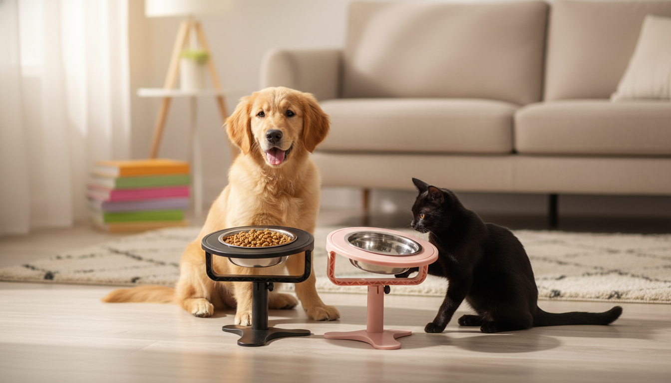 Adjustable Elevated Slow Feeder Bowl for Dogs & Cats