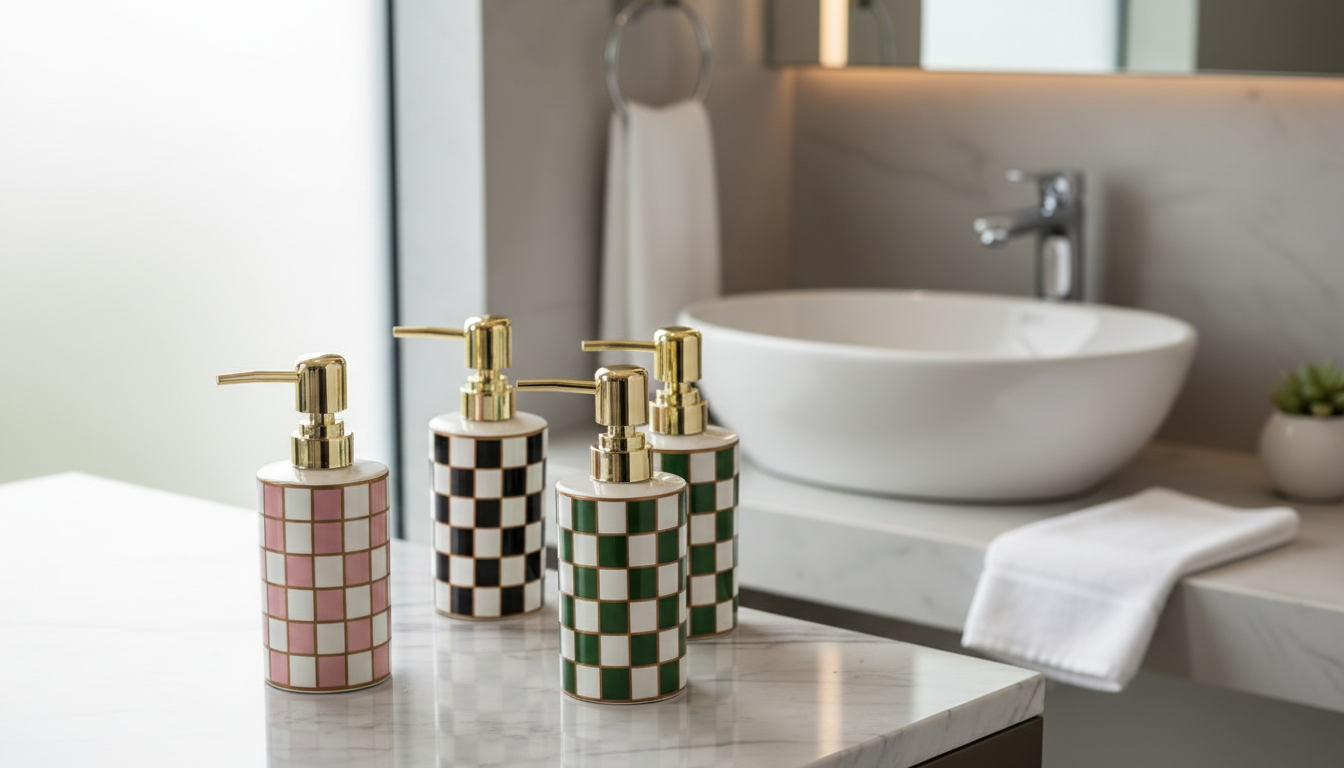 Ceramic Square Pump Bottle: Soap, Shampoo & Sanitizer