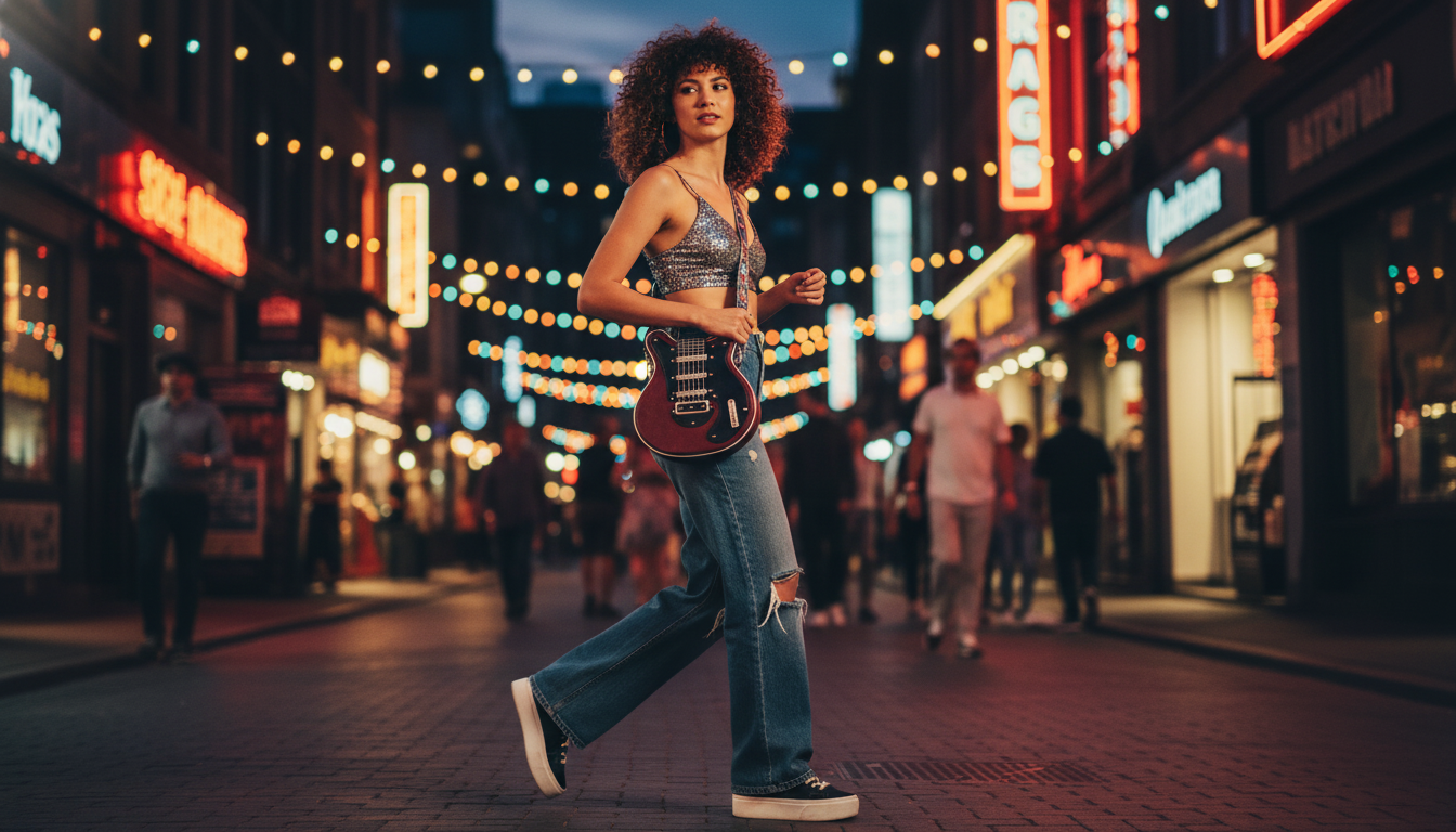 Retro Guitar Crossbody Bag: Spice Girl Style for Nights Out