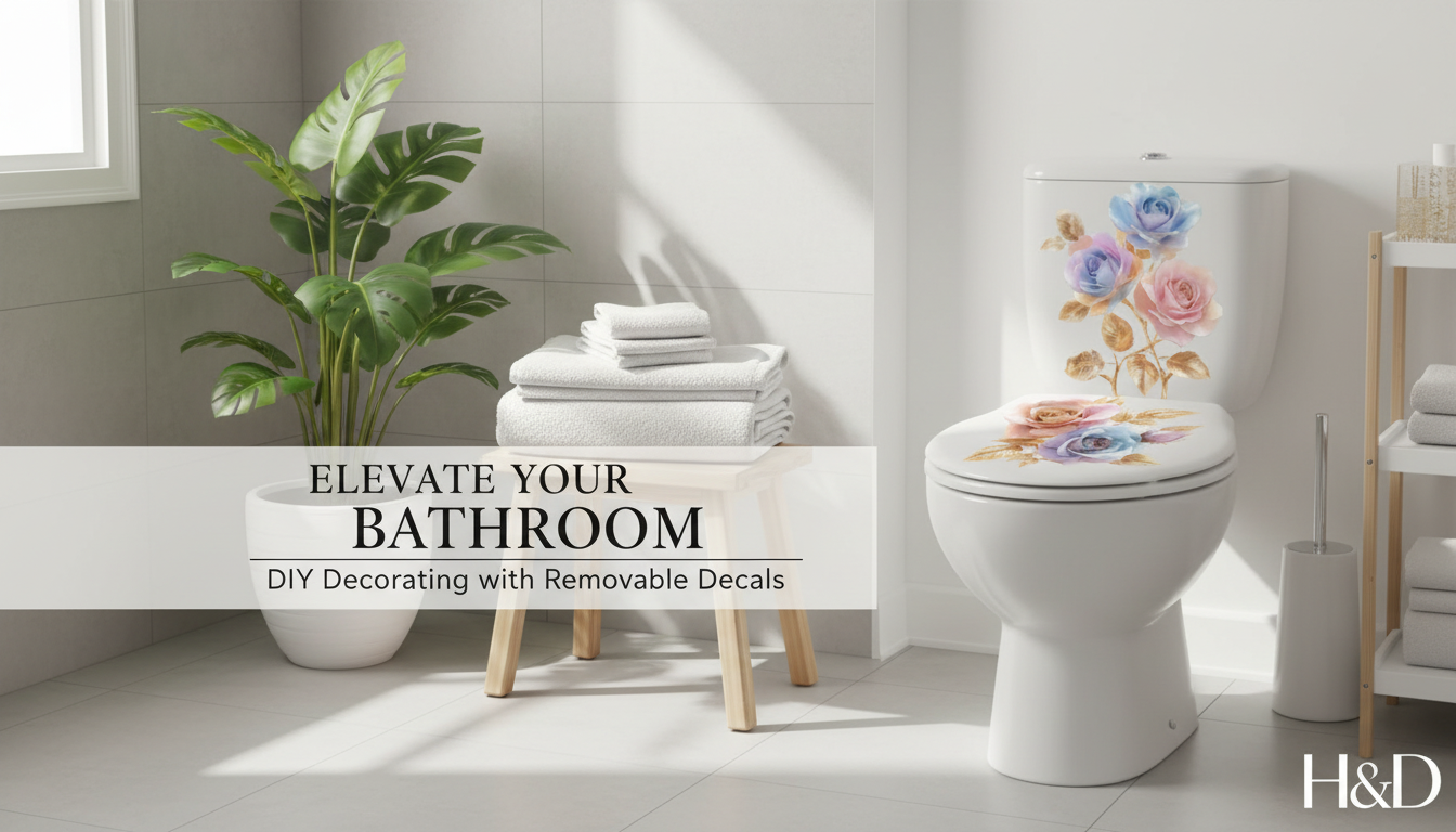 Waterproof Rose Bathroom Decals for Wall & Toilet
