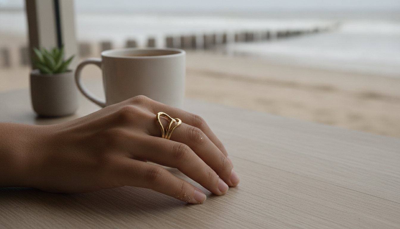 Minimalist Double Wave Ring: Waterproof Stainless Steel