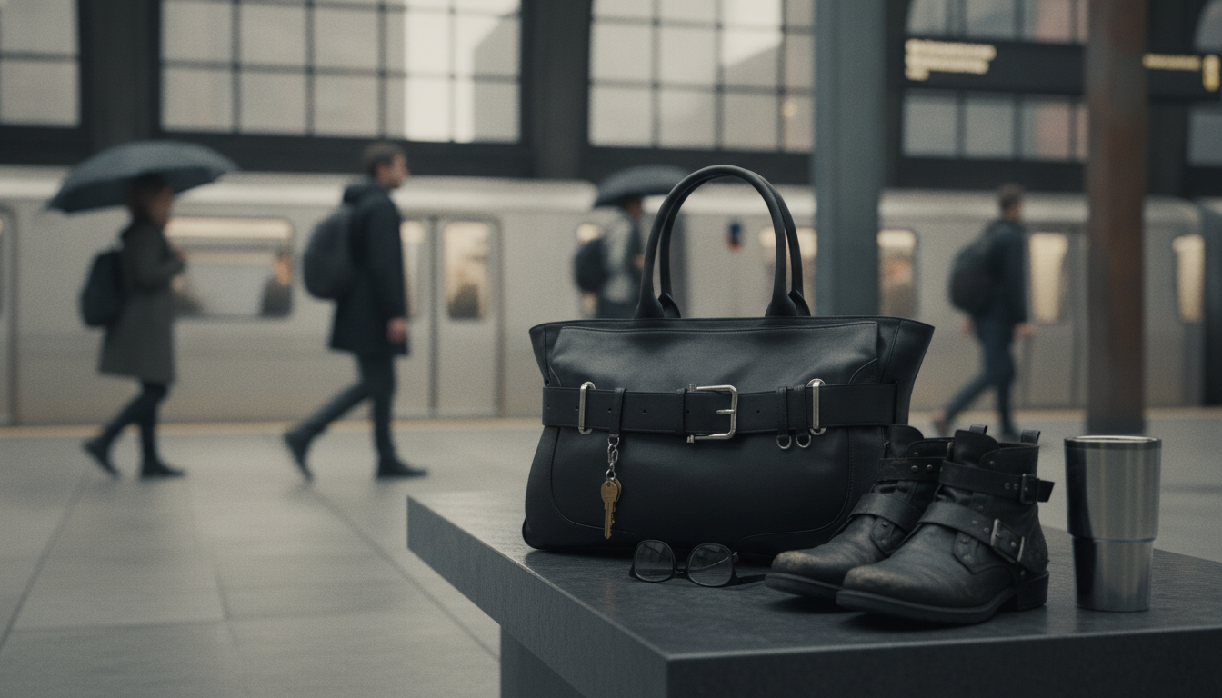 Stone-Black Punk Tote & Crossbody Work Bag for Commutes