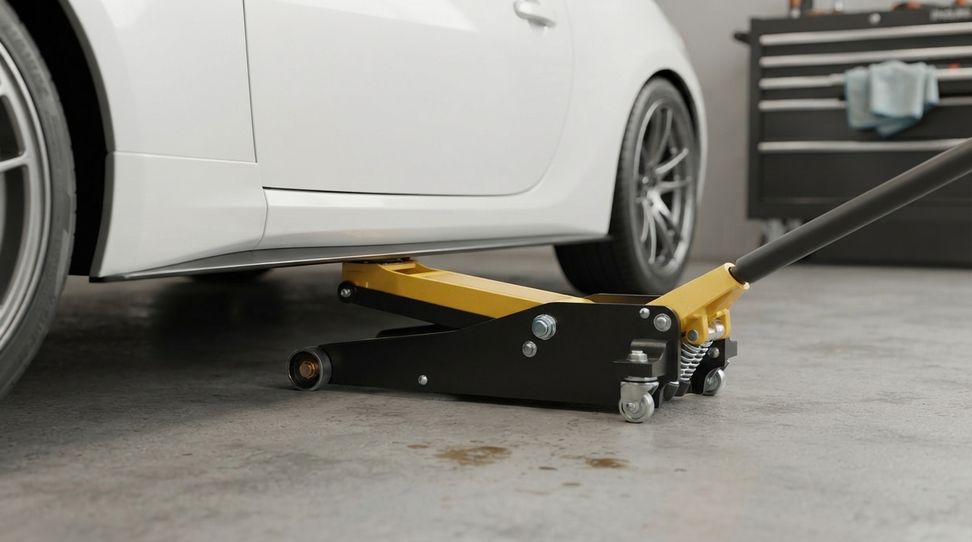 Low-Profile Hydraulic Floor Jack Guide for Low Cars