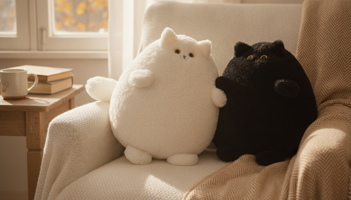 Plush Fat Cat Pillow Toy for Cozy Naps & Travel